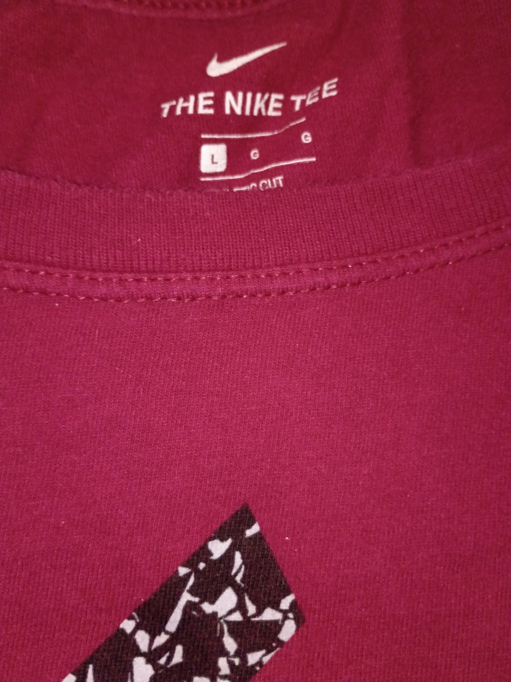 Nike Red Girls' Tee with Black Patterned Swoosh - Picture 3 of 3